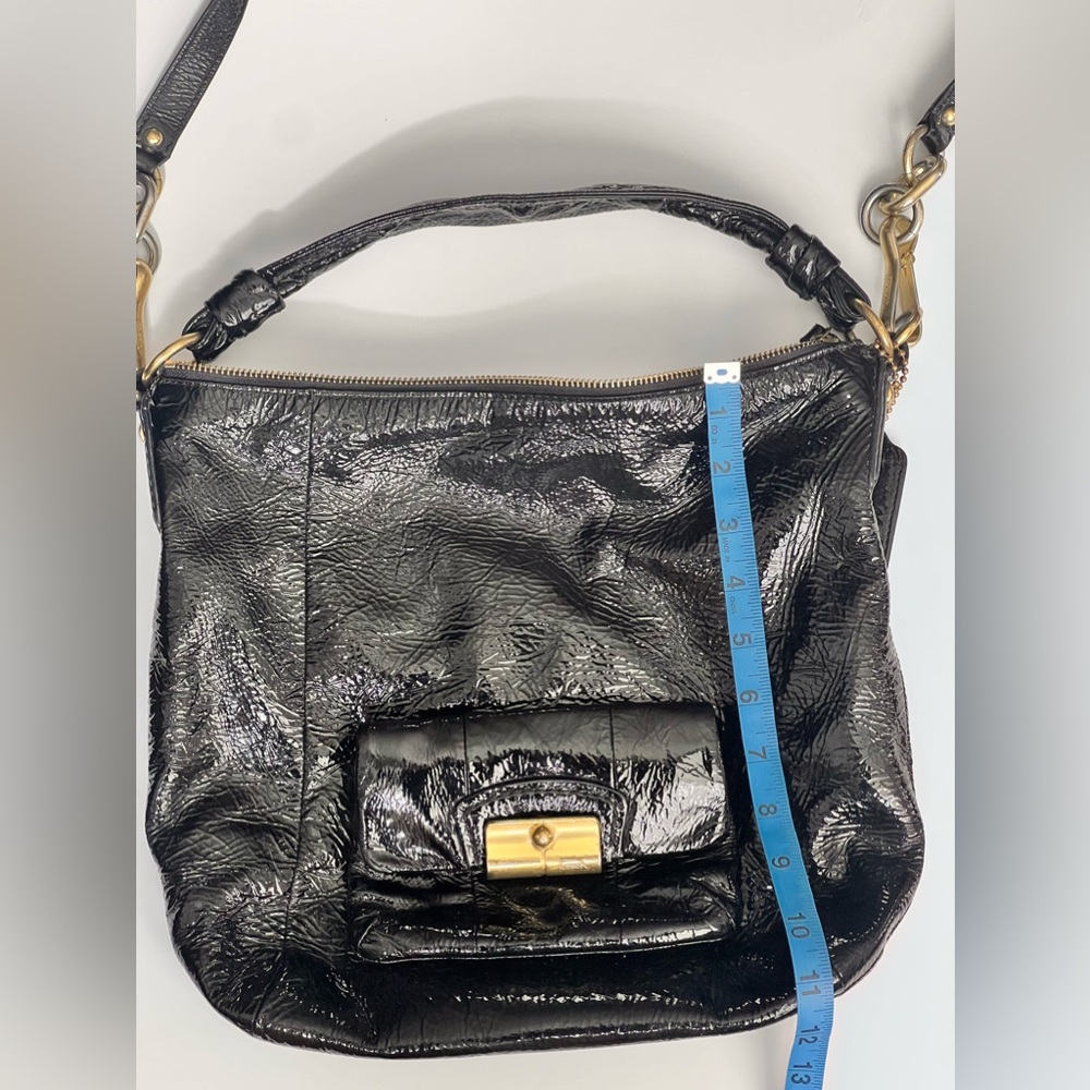 Coach Gold Clasp Textured Handbag - Picture 2 of 10